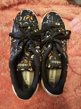 Adidas Black Floral Canvas Sneakers W9.5